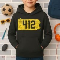 Pittsburgh 412 Area Code Yinzer Retro Souvenir Kids Hoodie thumb 2