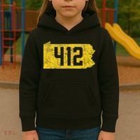 Pittsburgh 412 Area Code Yinzer Retro Souvenir Kids Hoodie thumb 3