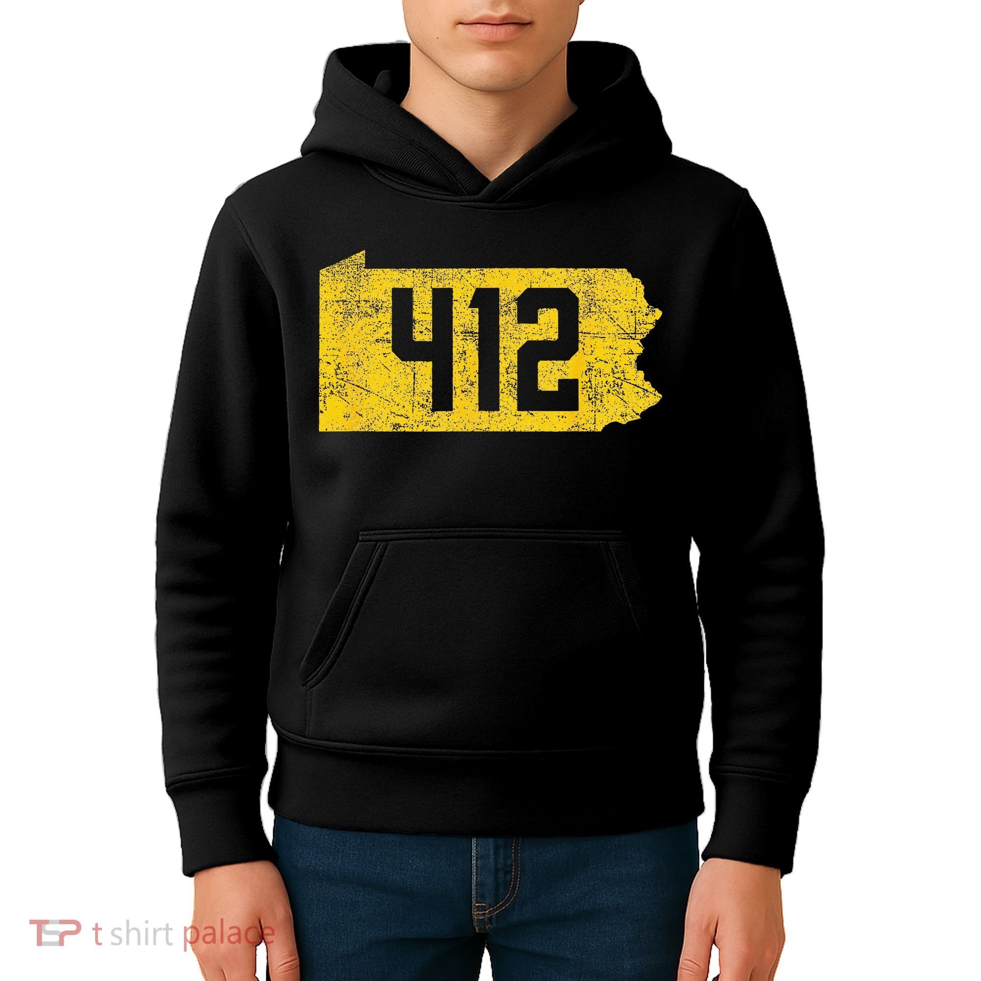 Pittsburgh 412 Area Code Yinzer Retro Souvenir Kids Hoodie