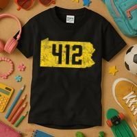 Pittsburgh 412 Area Code Yinzer Retro Souvenir Kids T-Shirt thumb 3