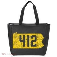 Pittsburgh 412 Area Code Yinzer Retro Souvenir Tote Bag thumb 0
