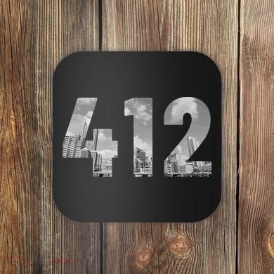 Pittsburgh 412 Area Code Skyline Pennsylvania Vintage Coaster