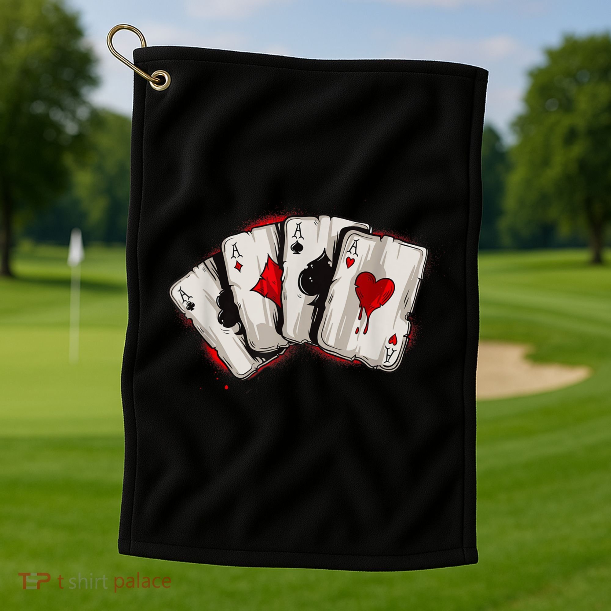 Poker 4 Aces Stud Hands Lucky Souvenir Las Vegas Golf Towel