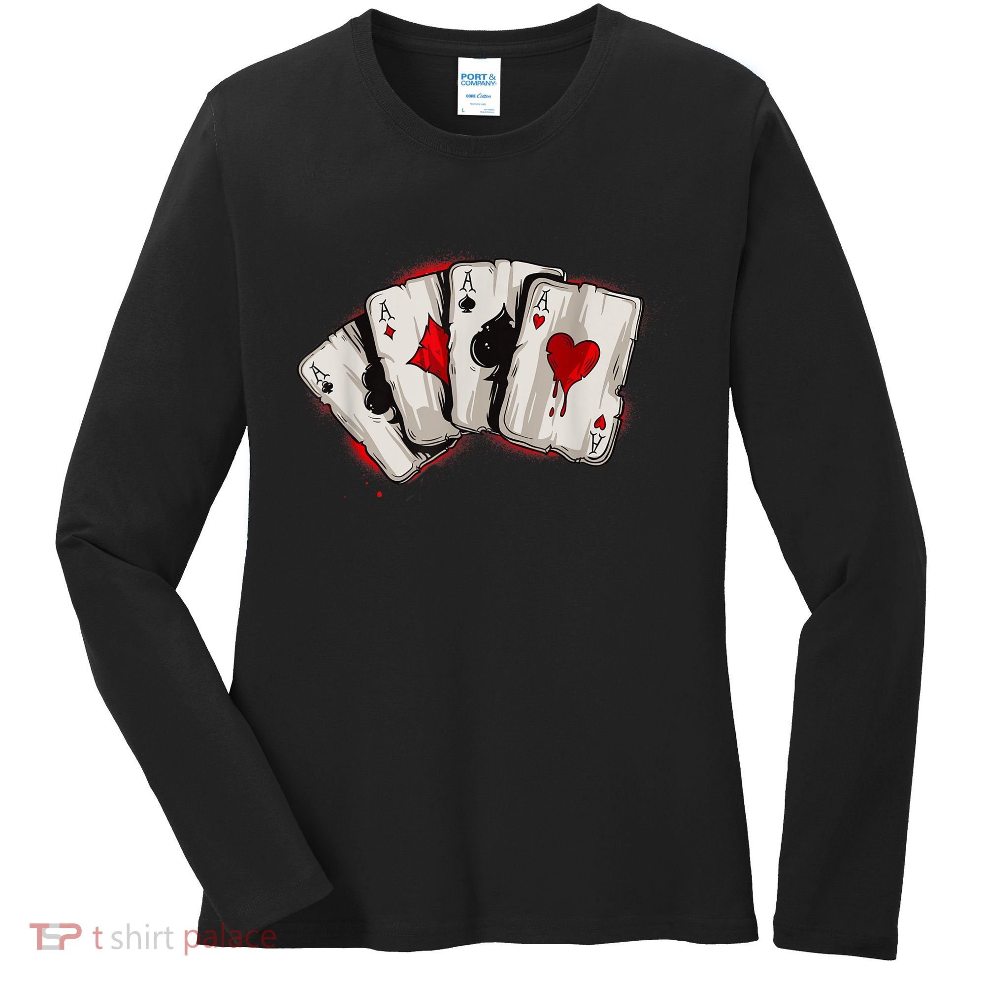 Poker 4 Aces Stud Hands Lucky Souvenir Las Vegas Women's Long Sleeve Shirt
