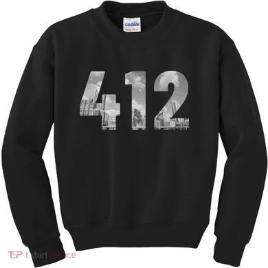 Pittsburgh 412 Area Code Skyline Pennsylvania Vintage Kids Sweatshirt