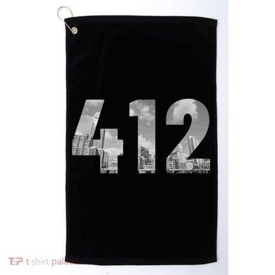 Pittsburgh 412 Area Code Skyline Pennsylvania Vintage Golf Towel