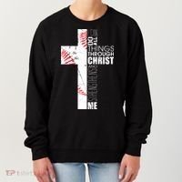 Philippians 413 Baseball Christian Cross Religious Verse Women's Sweatshirt thumb 0