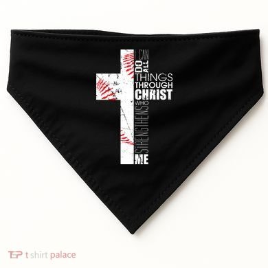 Philippians 413 Baseball Christian Cross Religious Verse USA-Made Doggie Bandana