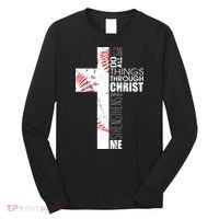 Philippians 413 Baseball Christian Cross Religious Verse Long Sleeve Shirt thumb 0