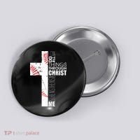 Philippians 413 Baseball Christian Cross Religious Verse Button thumb 0