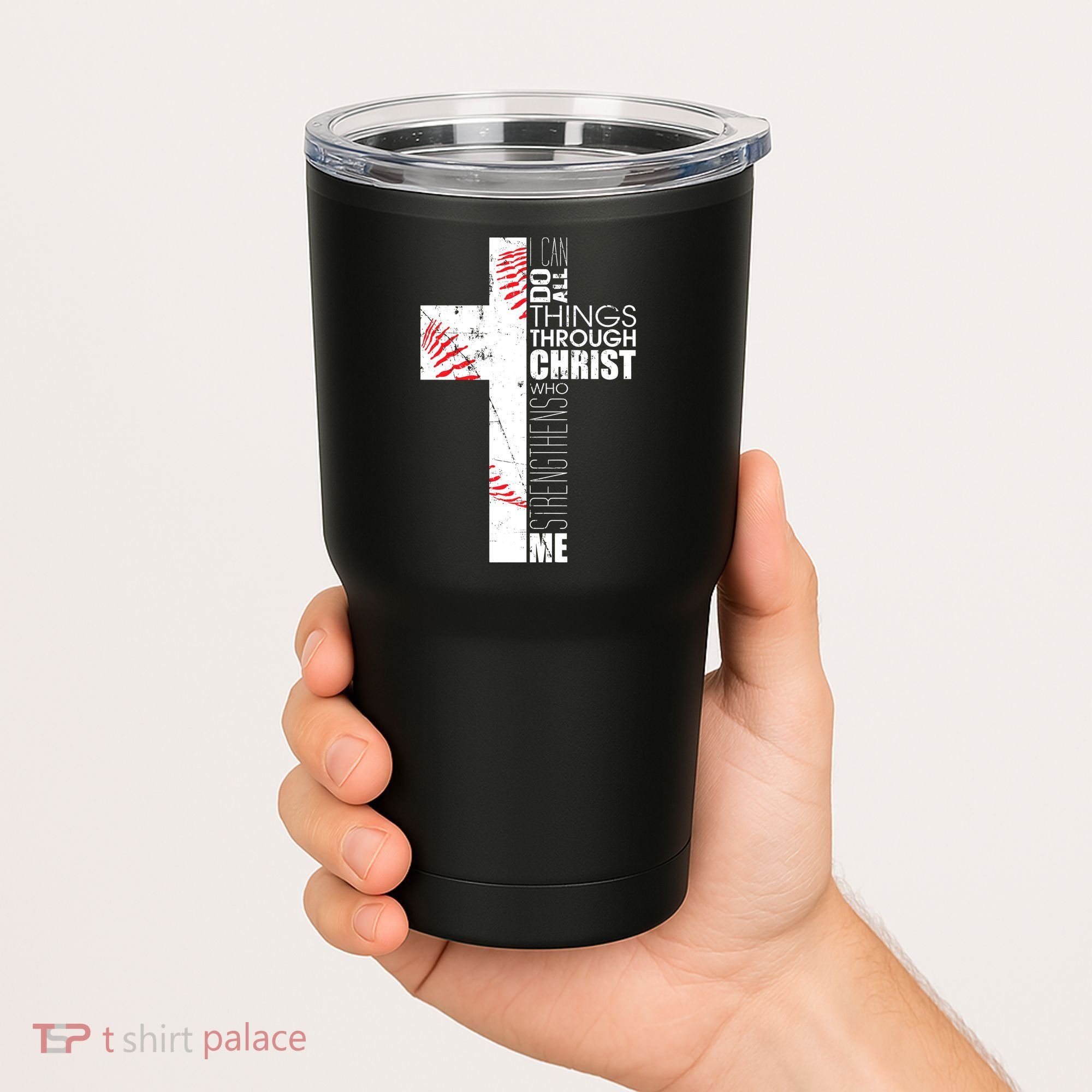 Philippians 413 Baseball Christian Cross Religious Verse Tumbler