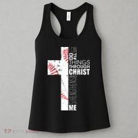 Philippians 413 Baseball Christian Cross Religious Verse Women's Tank Top thumb 3