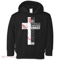 Philippians 413 Baseball Christian Cross Religious Verse Toddler Hoodie thumb 0
