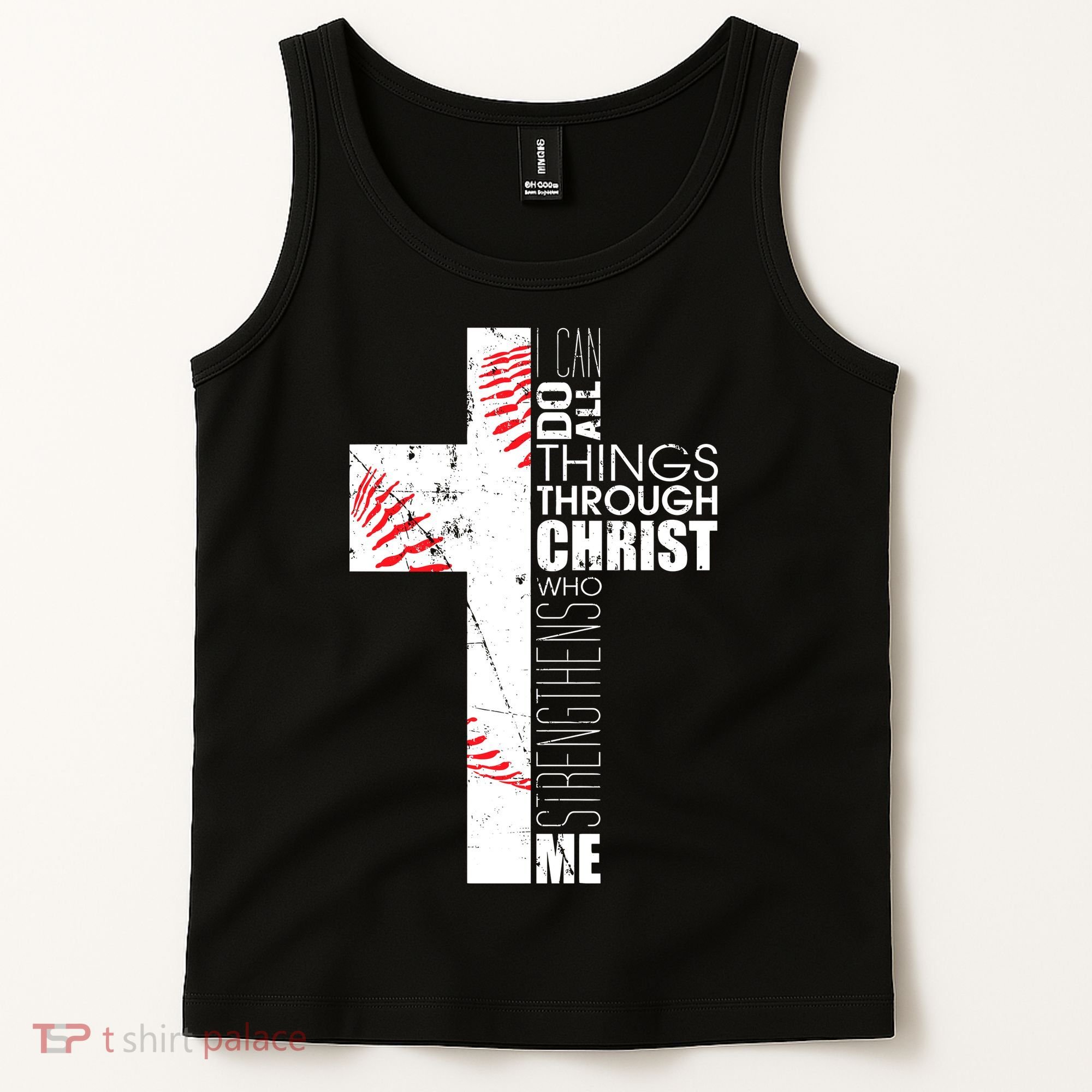 Philippians 413 Baseball Christian Cross Religious Verse Tank Top