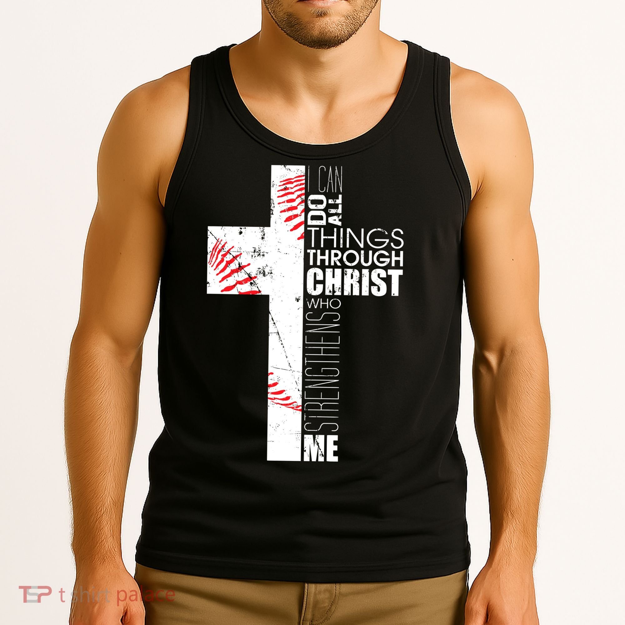 Philippians 413 Baseball Christian Cross Religious Verse Tank Top