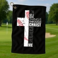 Philippians 413 Baseball Christian Cross Religious Verse Golf Towel thumb 1