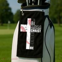 Philippians 413 Baseball Christian Cross Religious Verse Golf Towel thumb 2