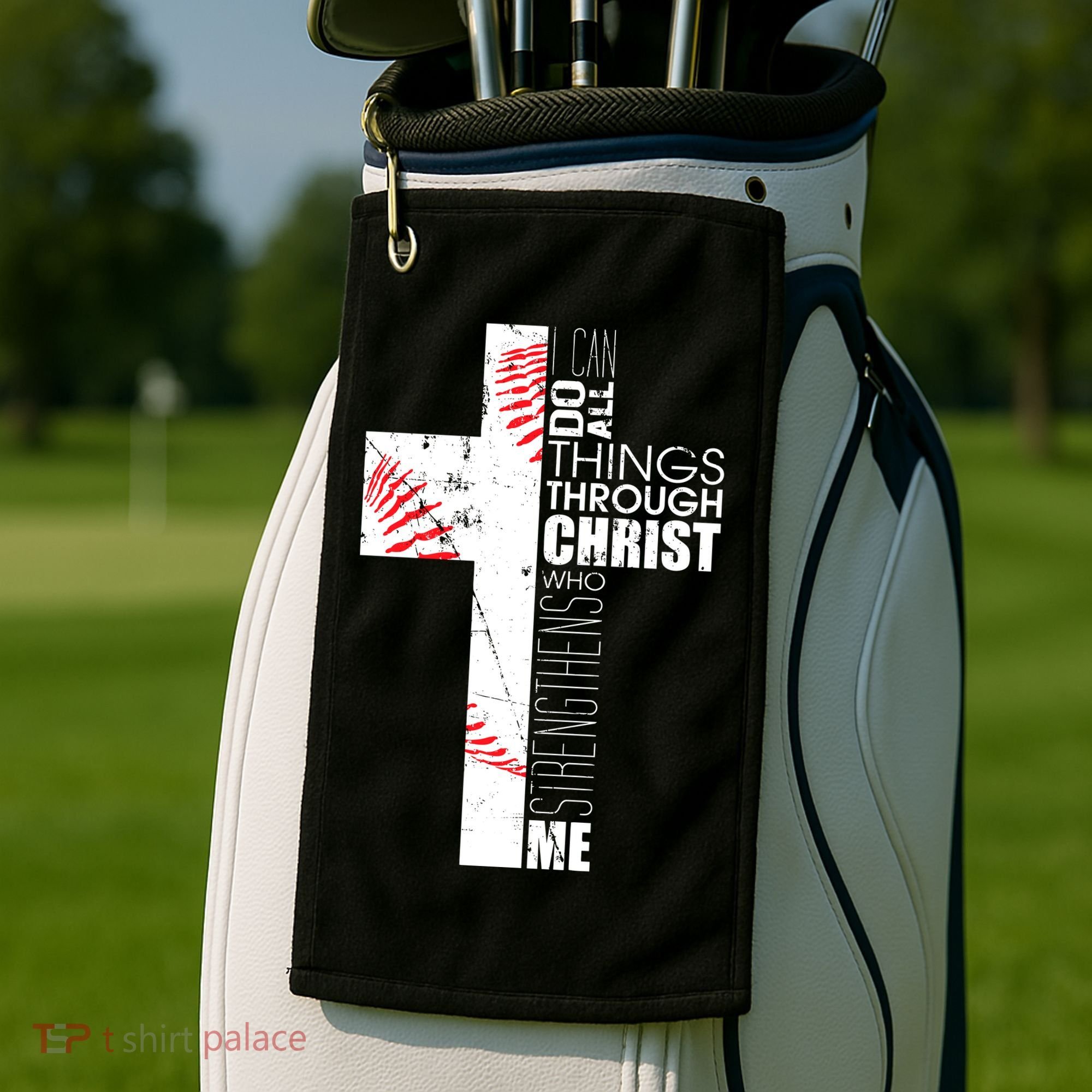 Philippians 413 Baseball Christian Cross Religious Verse Golf Towel