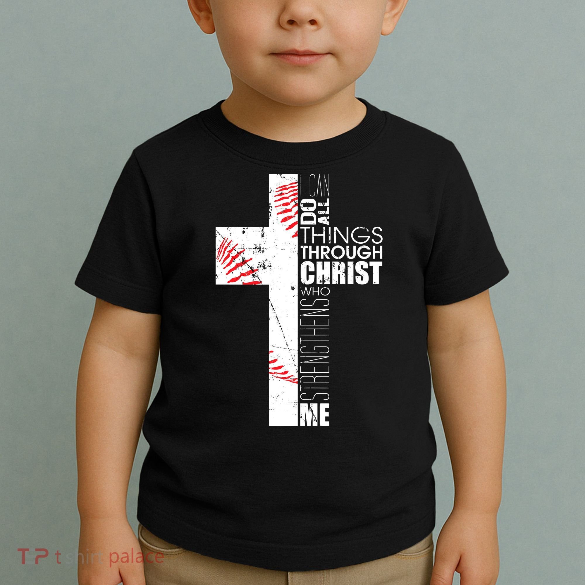 Philippians 413 Baseball Christian Cross Religious Verse Toddler T-Shirt