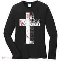 Philippians 413 Baseball Christian Cross Religious Verse Women's Long Sleeve Shirt thumb 0