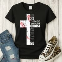 Philippians 413 Baseball Christian Cross Religious Verse Women's T-Shirt thumb 3