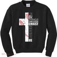 Philippians 413 Baseball Christian Cross Religious Verse Kids Sweatshirt thumb 0