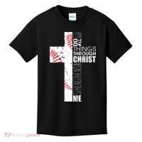 Philippians 413 Baseball Christian Cross Religious Verse Kids T-Shirt thumb 0