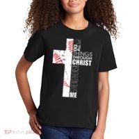 Philippians 413 Baseball Christian Cross Religious Verse Kids T-Shirt thumb 2
