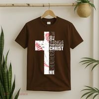 Philippians 413 Baseball Christian Cross Religious Verse T-Shirt thumb 2