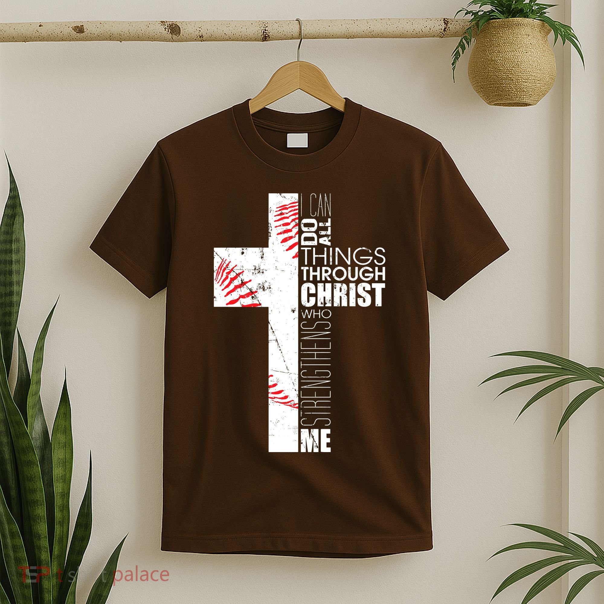Philippians 413 Baseball Christian Cross Religious Verse T-Shirt