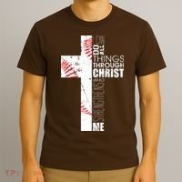 Philippians 413 Baseball Christian Cross Religious Verse T-Shirt thumb 3