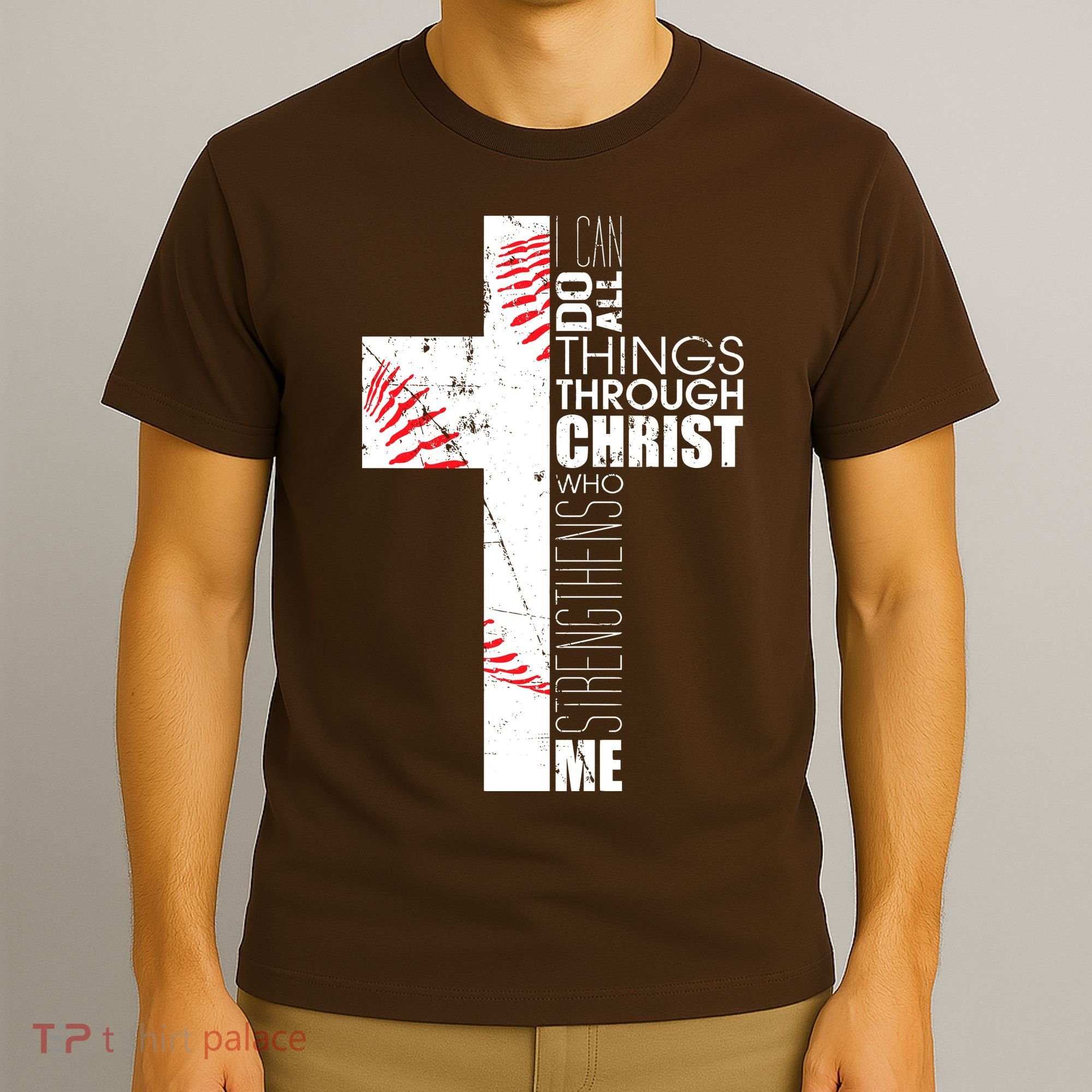 Philippians 413 Baseball Christian Cross Religious Verse T-Shirt