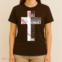 Philippians 413 Baseball Christian Cross Religious Verse T-Shirt thumb 4