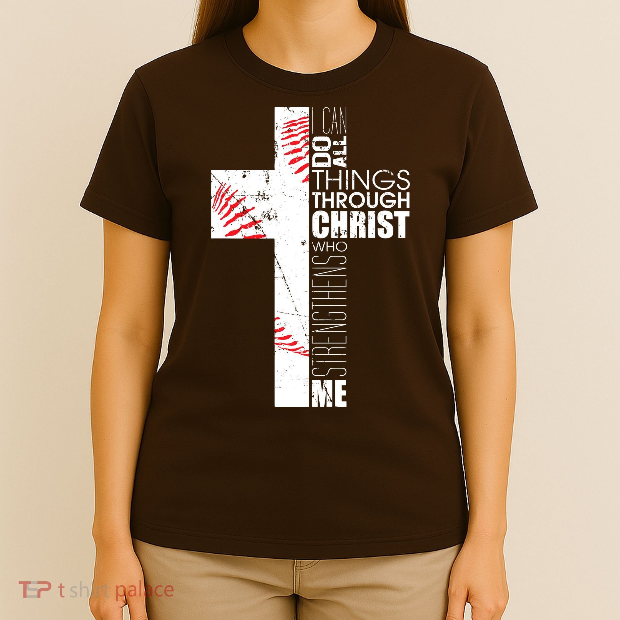 Philippians 413 Baseball Christian Cross Religious Verse T-Shirt