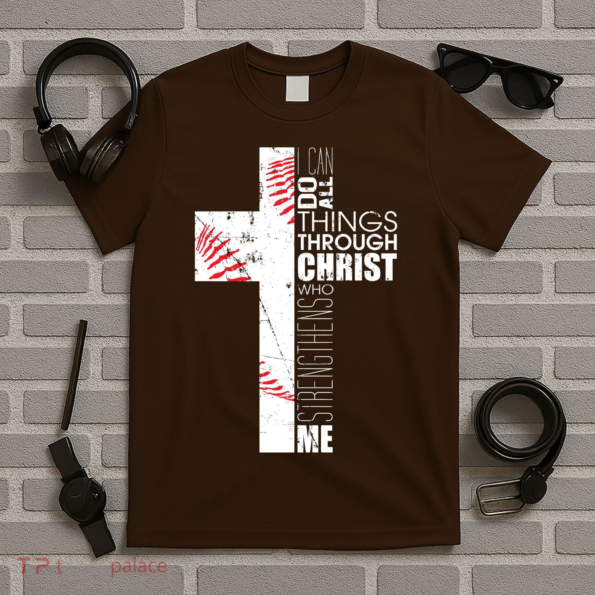 Philippians 413 Baseball Christian Cross Religious Verse T-Shirt
