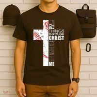 Philippians 413 Baseball Christian Cross Religious Verse T-Shirt thumb 6