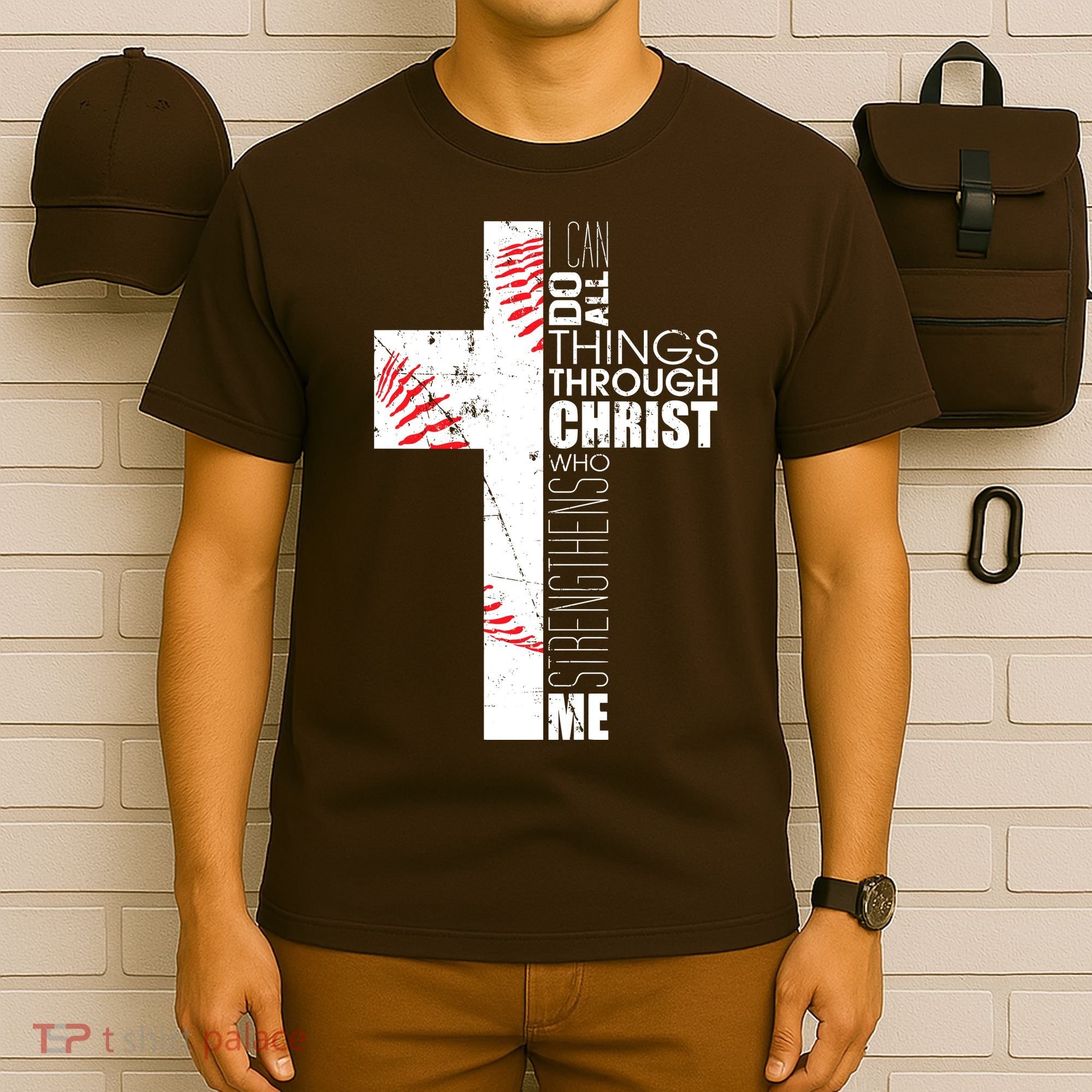 Philippians 413 Baseball Christian Cross Religious Verse T-Shirt