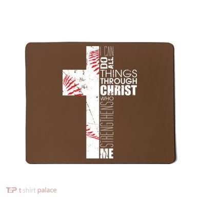 Philippians 413 Baseball Christian Cross Religious Verse Mousepad