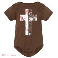 Philippians 413 Baseball Christian Cross Religious Verse Baby Bodysuit thumb 0
