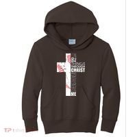 Philippians 413 Baseball Christian Cross Religious Verse Kids Hoodie thumb 0