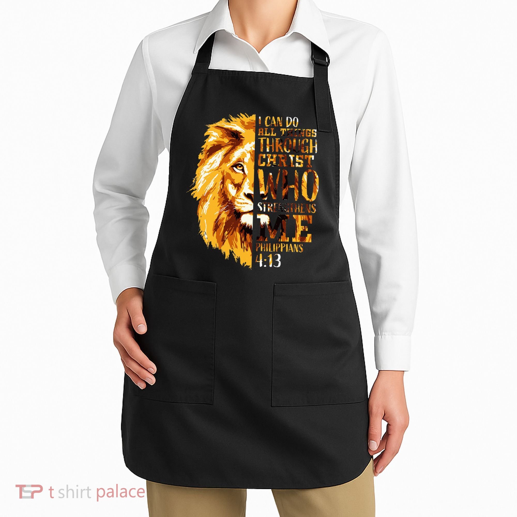 Philippians 413 Christian Bible Verse Gift Lion Husband Apron