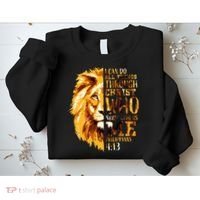 Philippians 413 Christian Bible Verse Gift Lion Husband Sweatshirt thumb 2