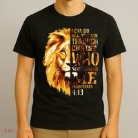 Philippians 413 Christian Bible Verse Gift Lion Husband T-Shirt thumb 3
