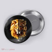 Philippians 413 Christian Bible Verse Gift Lion Husband Button thumb 0
