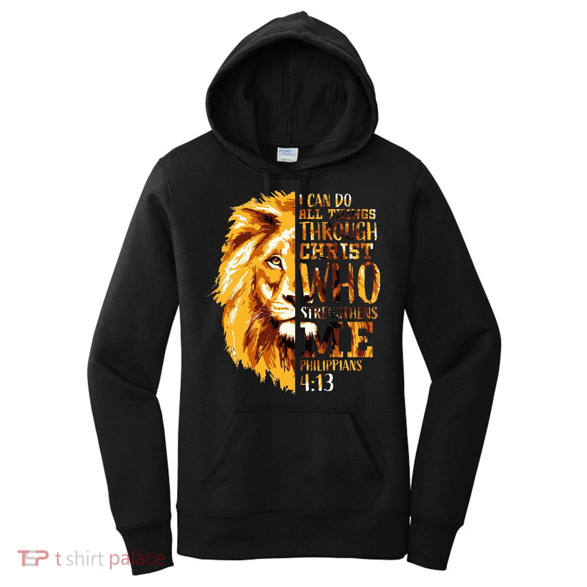 Philippians 413 Christian Bible Verse Gift Lion Husband Women's Hoodie