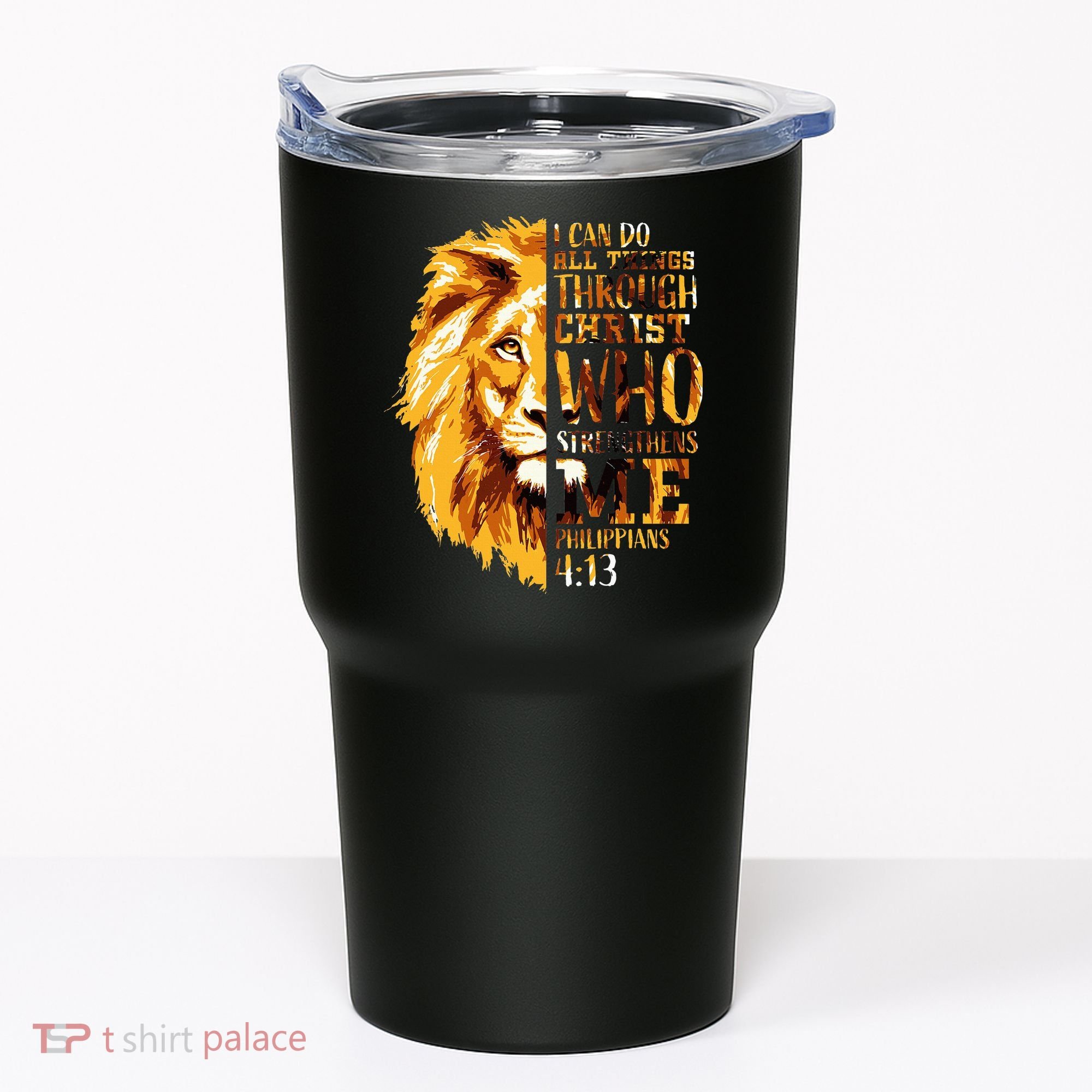 Philippians 413 Christian Bible Verse Gift Lion Husband Tumbler