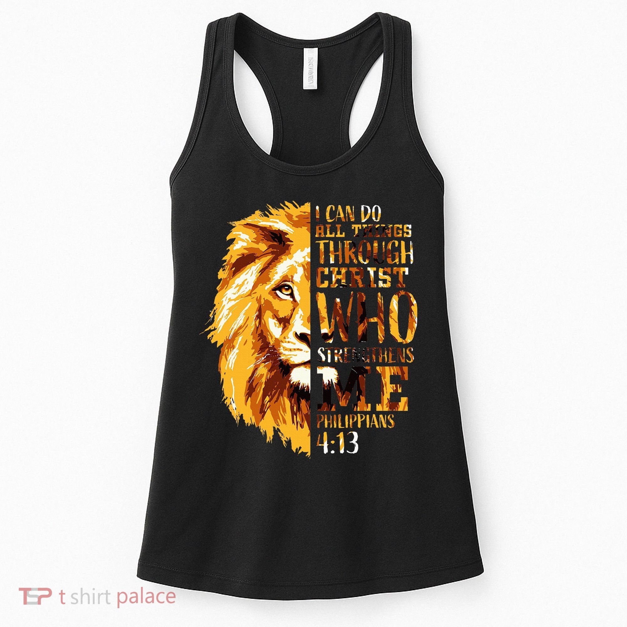 Philippians 413 Christian Bible Verse Gift Lion Husband Women's Tank Top