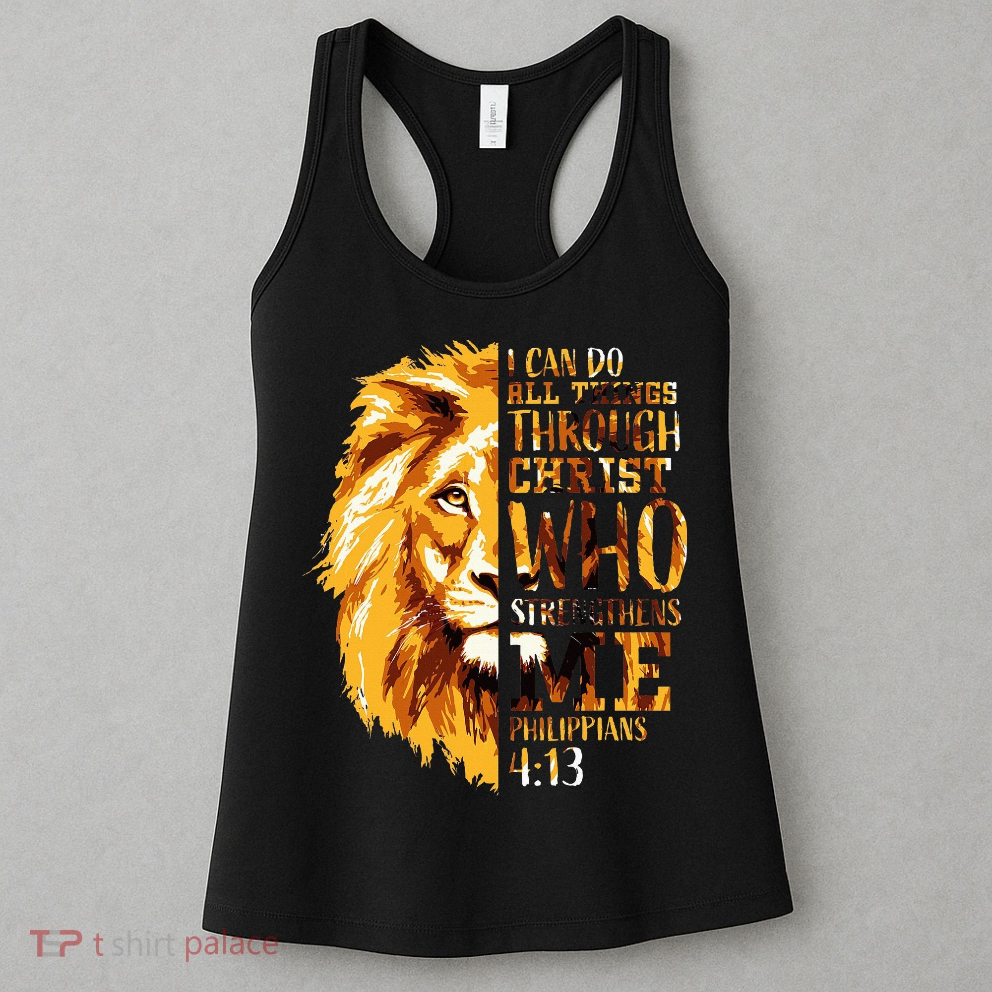 Philippians 413 Christian Bible Verse Gift Lion Husband Women's Tank Top