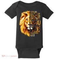 Philippians 413 Christian Bible Verse Gift Lion Husband Baby Bodysuit thumb 0