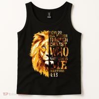 Philippians 413 Christian Bible Verse Gift Lion Husband Tank Top thumb 2